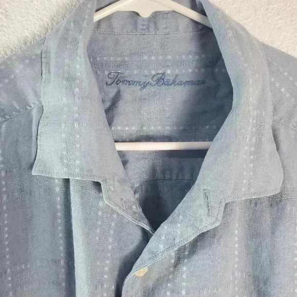 Tommy Bahama 100% Linen Long Sleeve Shirt Men’s size XL Light Blue Travel - Picture 4 of 7